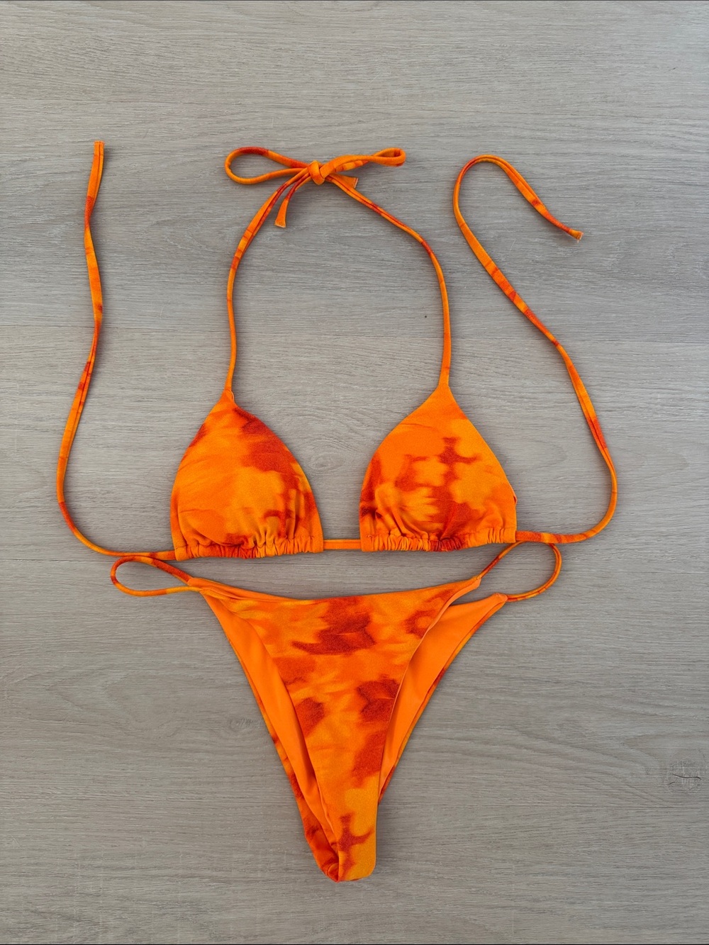 Princess Polly Orange Tie-Dye Triangle Bikini Set - Women Swim